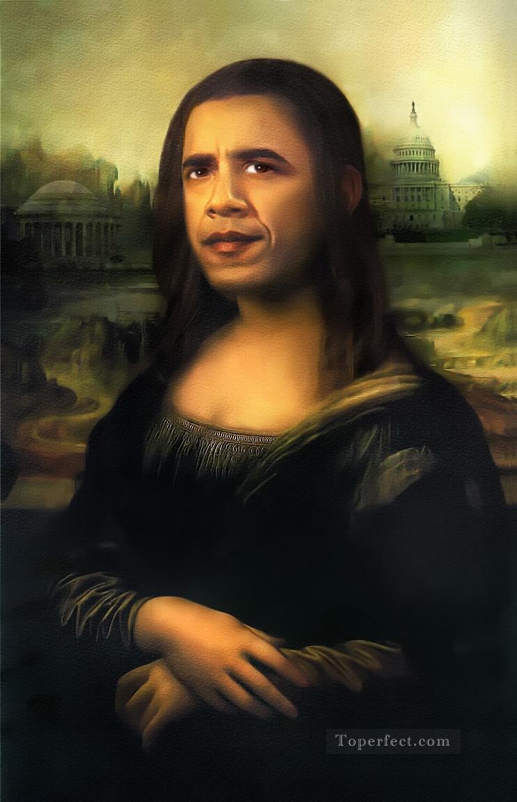 Barack Obama comme Mona Lisa fantaisie Peintures à l'huile